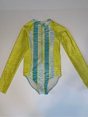Zella Girl Long Sleeve One Piece Rash Guard Swimsuit Size 12